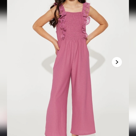 🌸 Speechless Kids Mauve Smocked Wide-Leg Jumpsuit | Girls Size Small - Picture 7 of 8